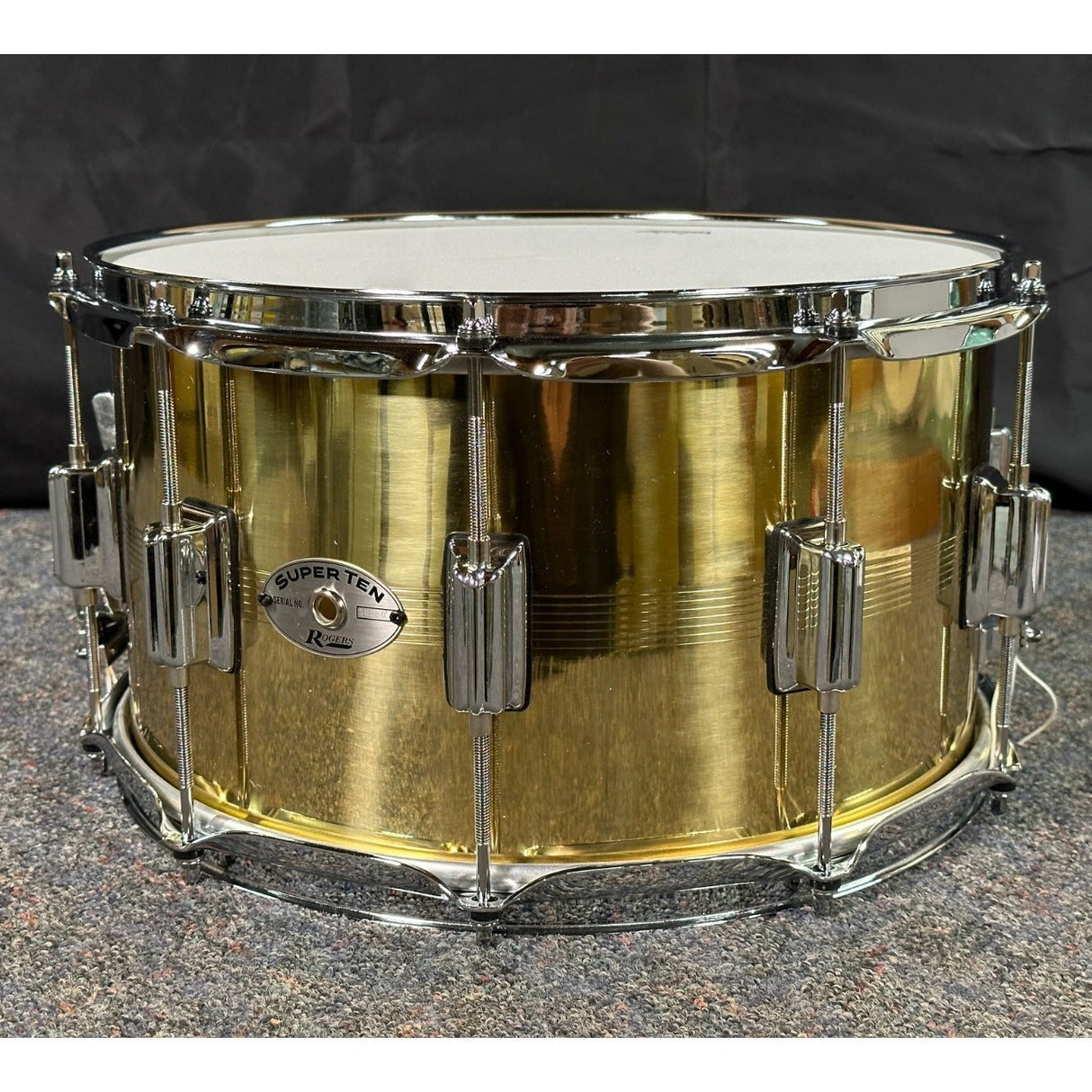 Used Rogers SuperTen 7-Line Brass Snare Drum 14x8