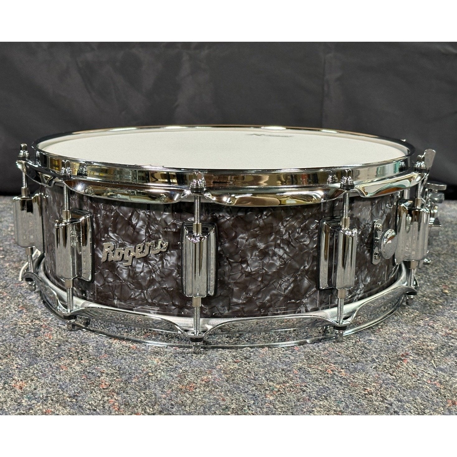 Used Rogers SuperTen Wood Shell Snare Drum 14x5 Black Diamond Pearl