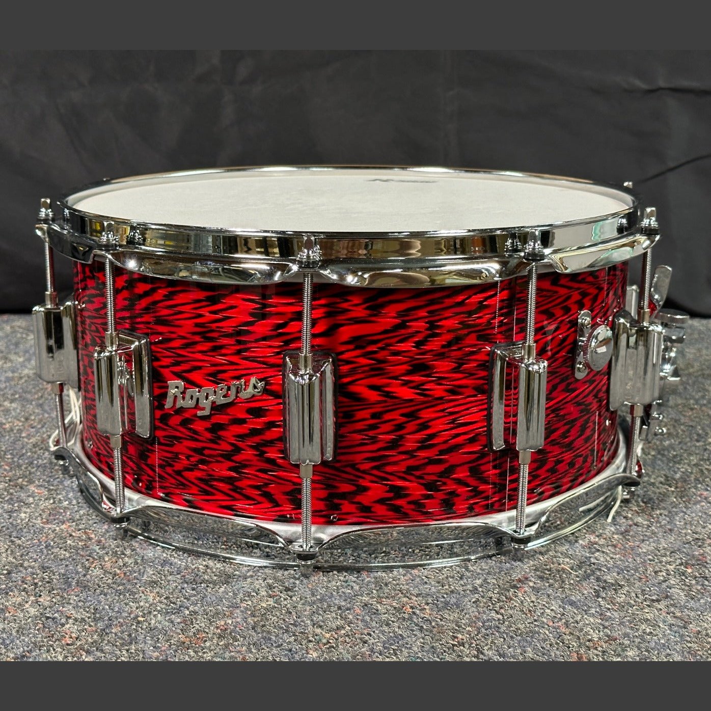 Used Rogers SuperTen Wood Shell Snare Drum 14x6.5 Red Onyx