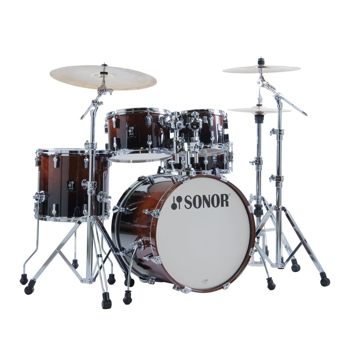 Sonor AQ2 Maple 5pc Studio Drum Set Brown Fade