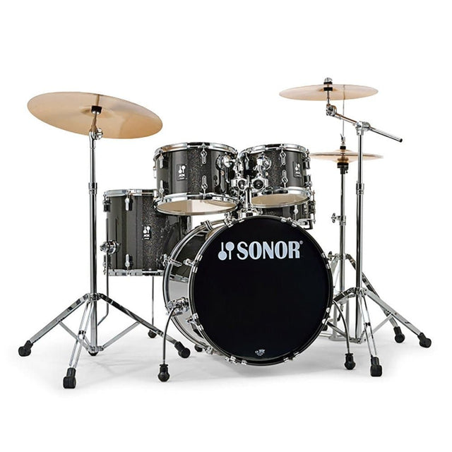 Sonor AQX Studio Drum Set with Hardware and Cymbals - Black Midnight Sparkle