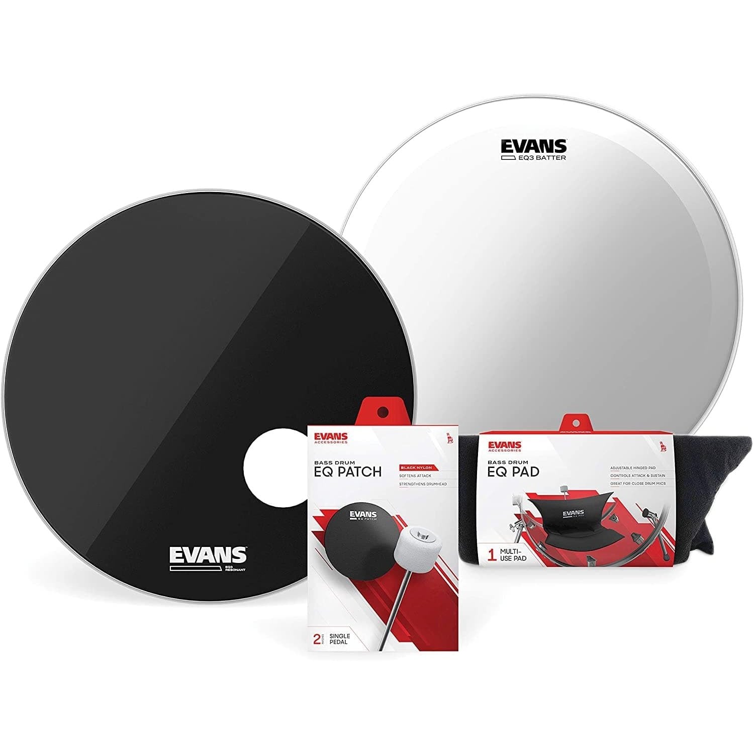 Evans EQ3 System Bass Drum Head Pack w/EQ Pad