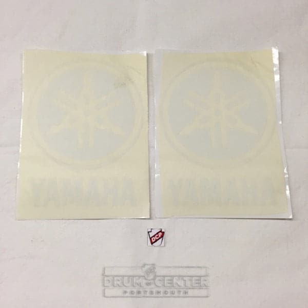 Yamaha Bass Drum Head Logo - 2-Pack Stacked, White, 5.5 High x 4 inches Wide