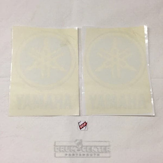 Yamaha Bass Drum Head Logo - 2-Pack Stacked, White, 5.5 High x 4 inches Wide
