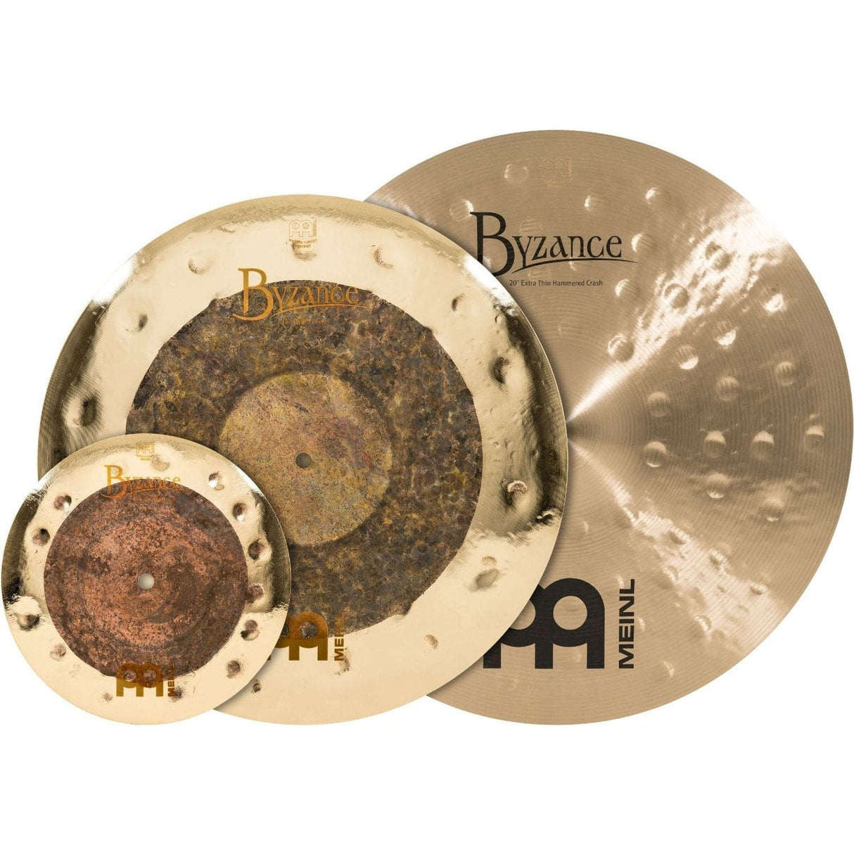 Meinl Byzance Mixed Crash/Splash Cymbal Pack - Dual 18" & 10", Extra Thin Hammered 20"