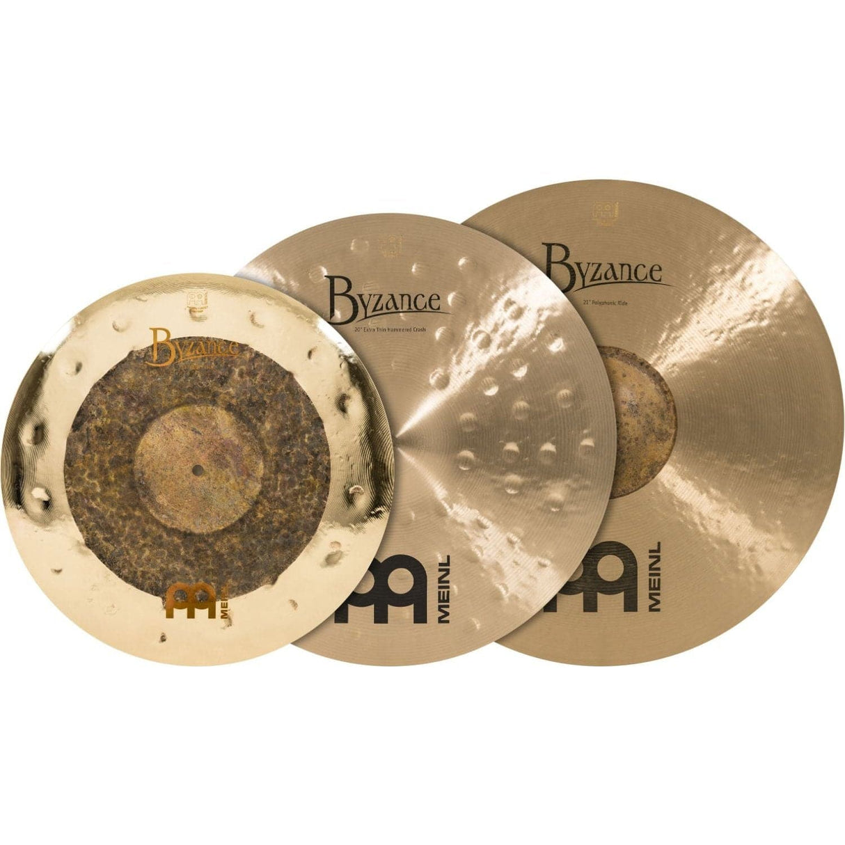 Meinl Byzance Mixed Crash/Ride Cymbal Pack - Dual 18", Extra Thin Hammered 20", Polyphonic 21"