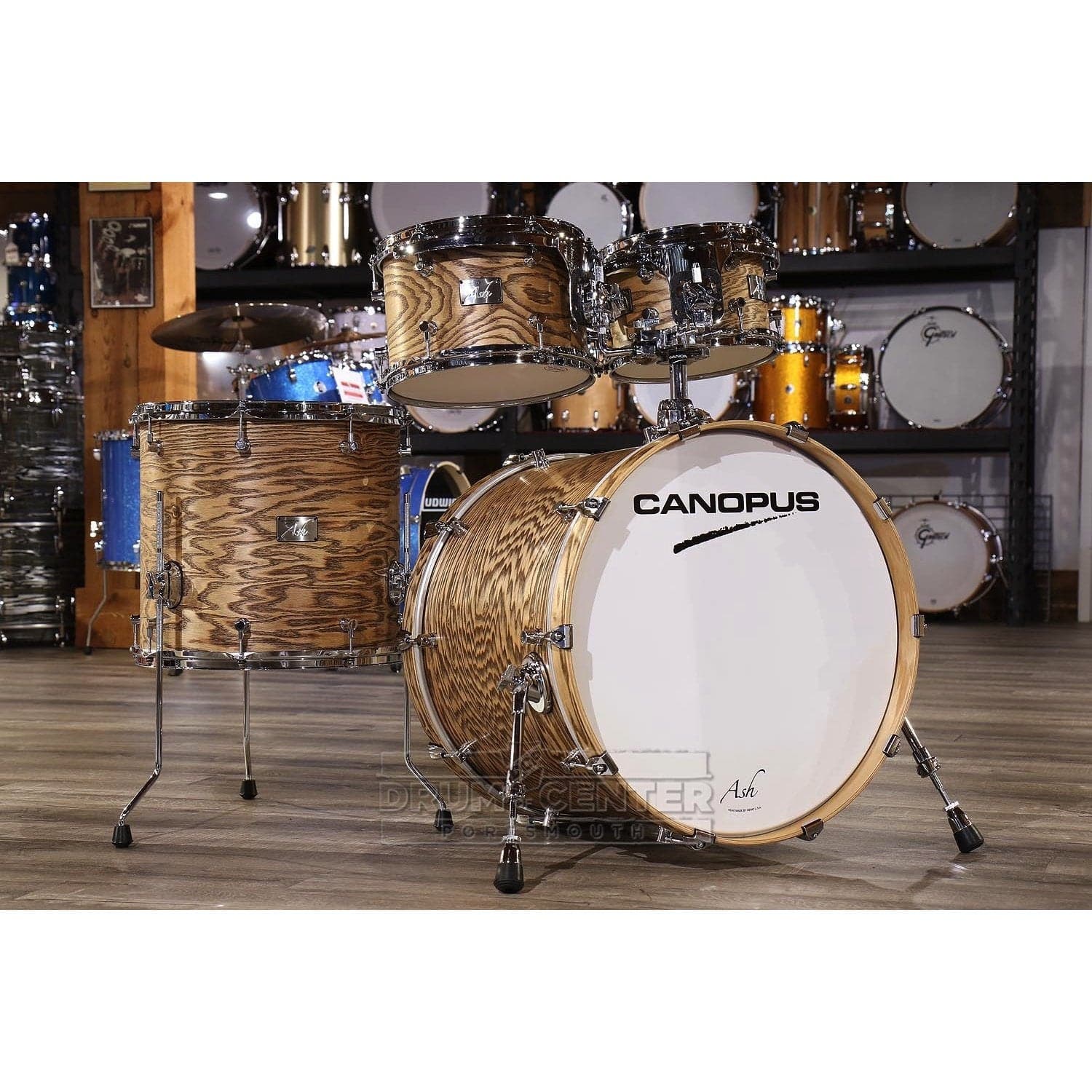 Canopus Ash 4pc Rock Drum Set w/ Tom Arm