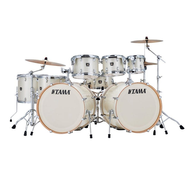 Tama Superstar Classic 8pc Double Bass Drum Set Vintage White Sparkle
