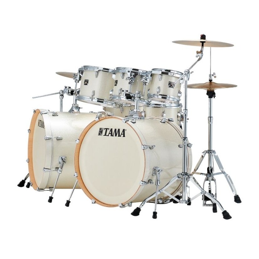 Tama Superstar Classic 8pc Double Bass Drum Set Vintage White Sparkle