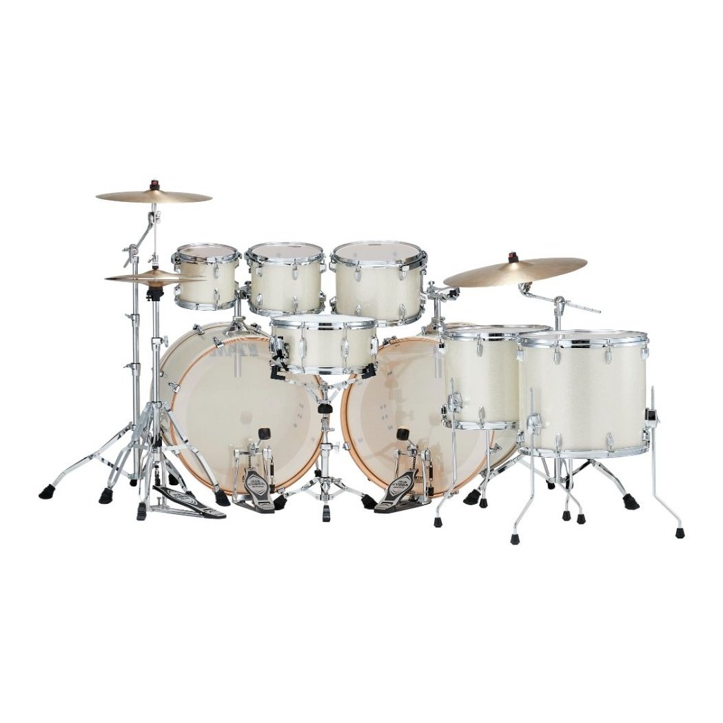 Tama Superstar Classic 8pc Double Bass Drum Set Vintage White Sparkle