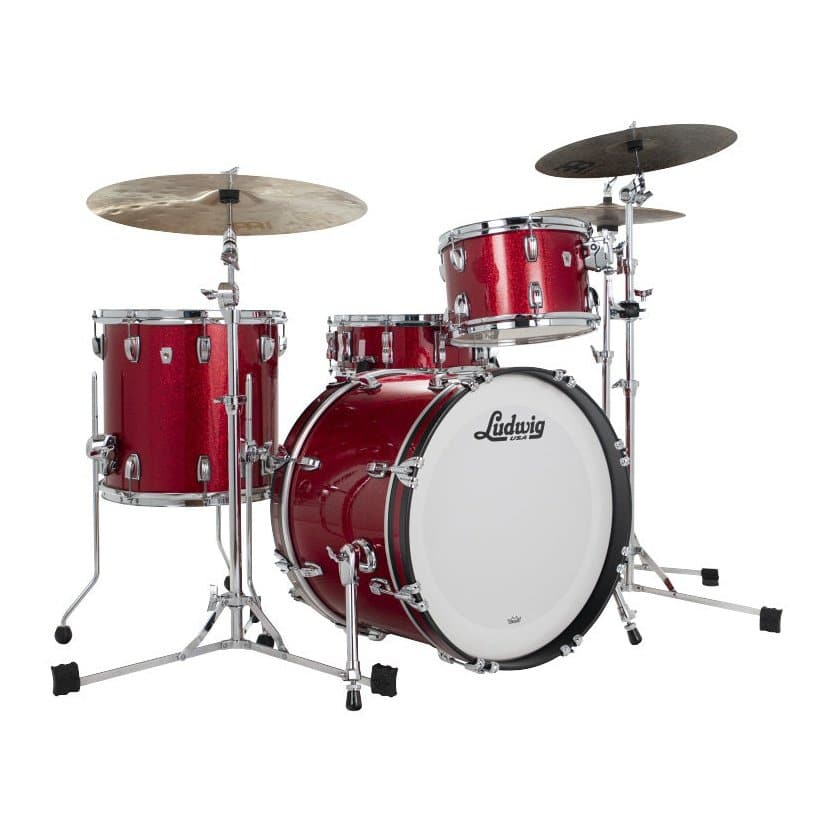 Ludwig Classic Oak 3pc Pro Beat Drum Set Red Sparkle