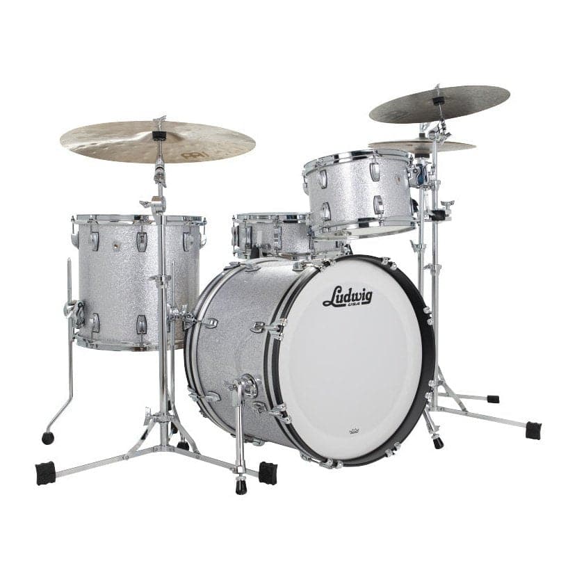 Ludwig Classic Oak 3pc Pro Beat Drum Set Silver Sparkle