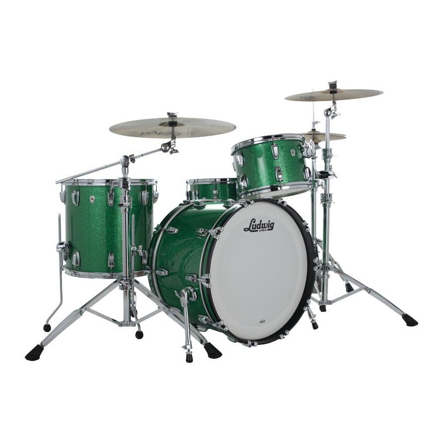 Ludwig Classic Oak 3pc Fab Drum Set Green Sparkle