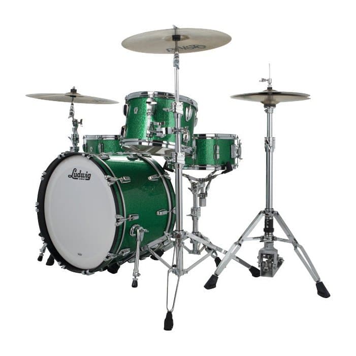Ludwig Classic Oak 3pc Fab Drum Set Green Sparkle