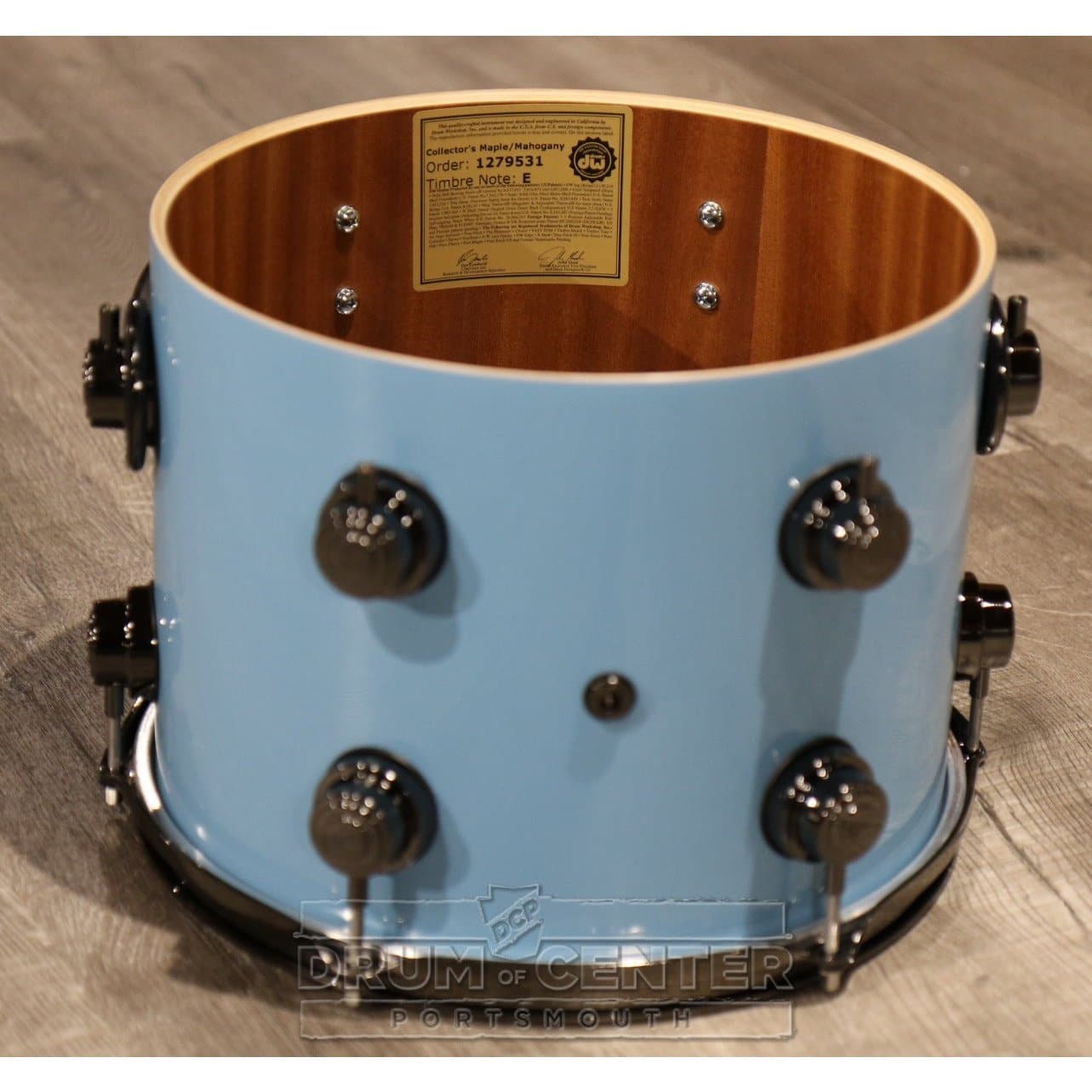 DW Collectors Maple/Mahogany 5pc Drum Set Solid Robin's Egg Blue w/Black Hw