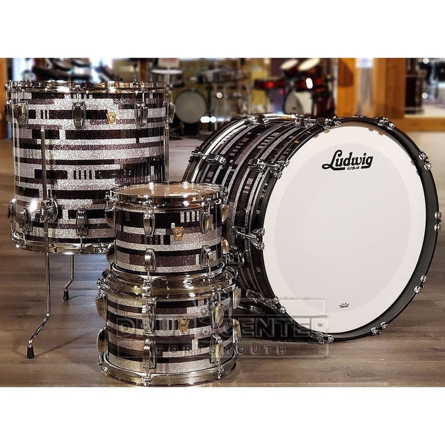 Ludwig Classic Maple 4pc 22/10/12/16 Drum Set Digital Black Sparkle