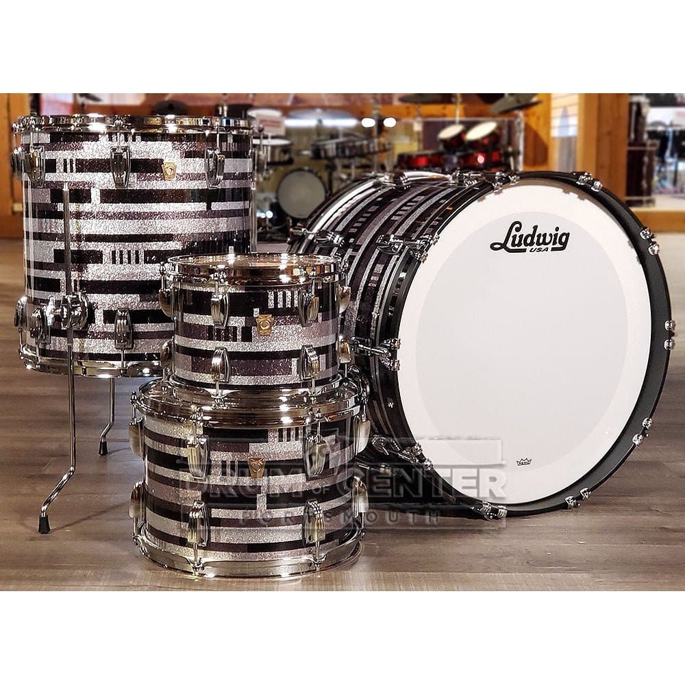Ludwig Classic Maple 4pc 22/10/13/16 Drum Set Digital Black Sparkle