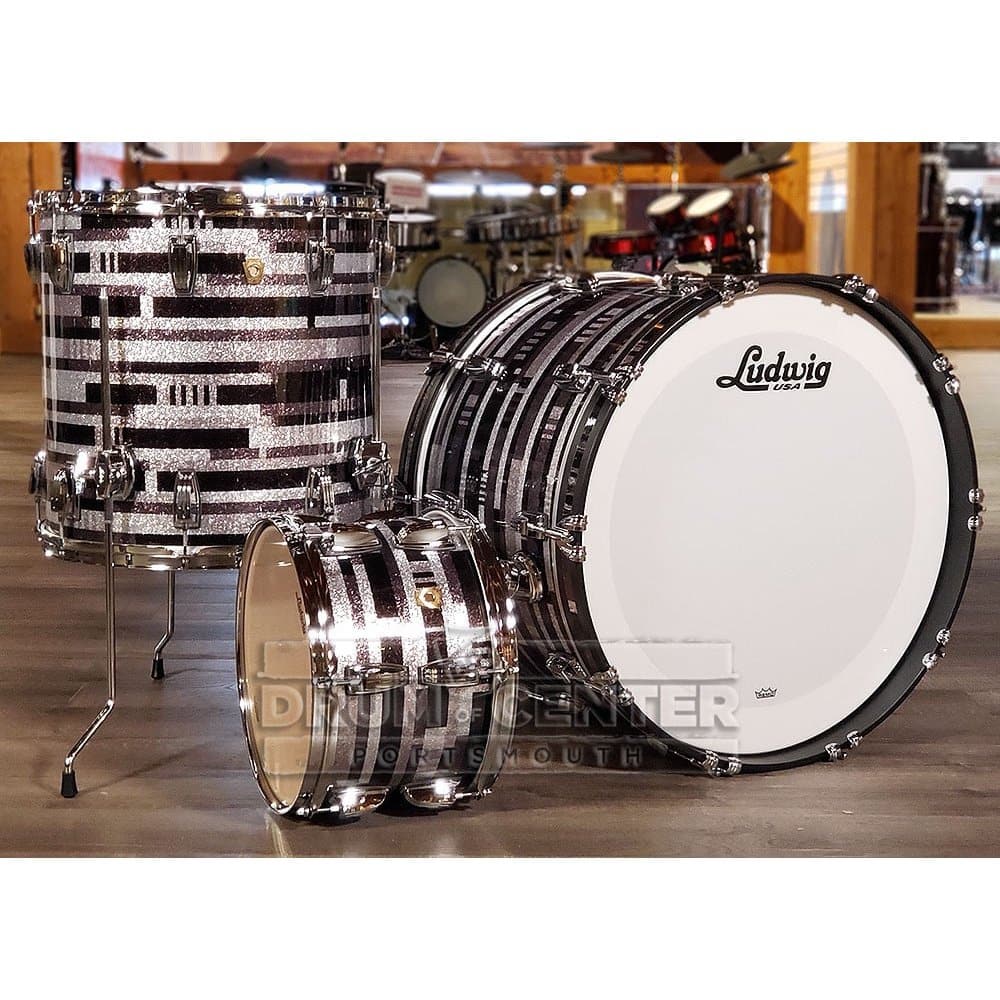 Ludwig Classic Maple 3pc 22/12/16 Drum Set Digital Black Sparkle