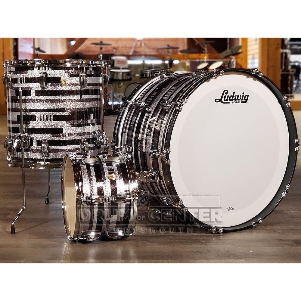 Ludwig Classic Maple 3pc 24/12/16 Drum Set Digital Black Sparkle