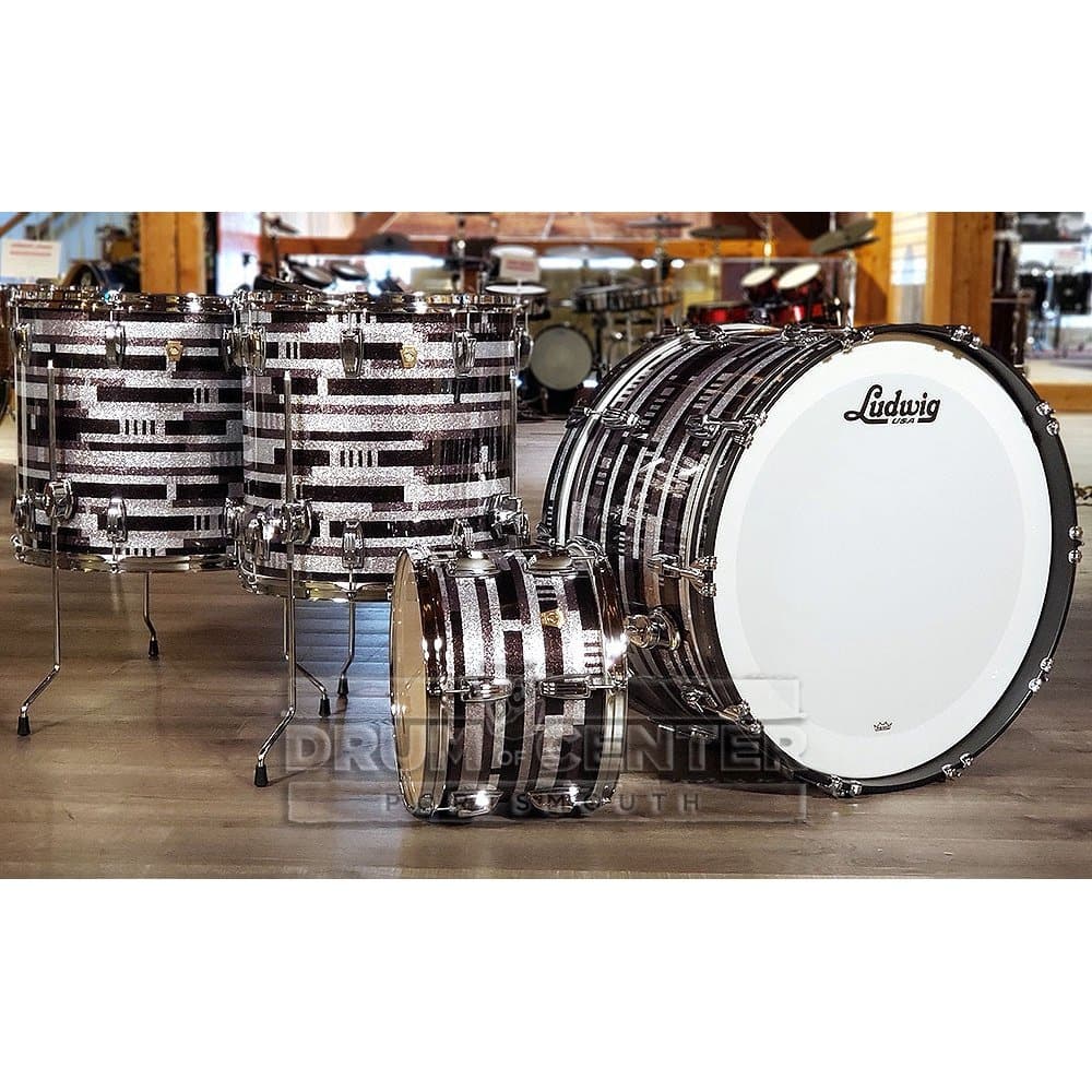 Ludwig Classic Maple 4pc 24/13/16/18 Drum Set Digital Black Sparkle