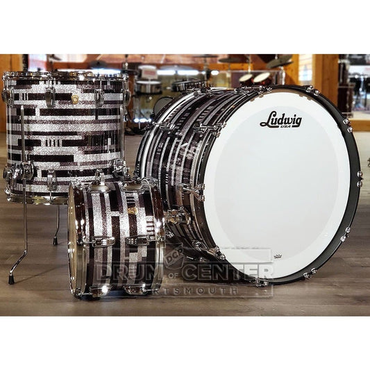 Ludwig Classic Maple 3pc 24/13/16 Drum Set Digital Black Sparkle