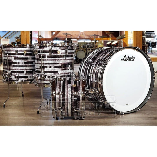 Ludwig Classic Maple 4pc 24/14/16/18 Drum Set Digital Black Sparkle