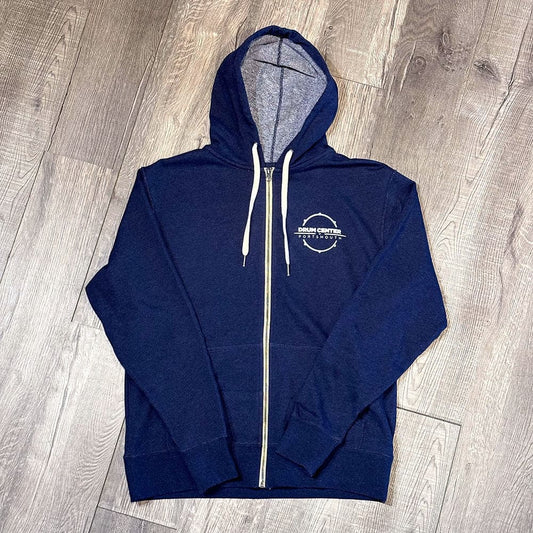 DCP Apparel : Full Zip Hoodie, Navy Blue w/NEW White Logo, Medium