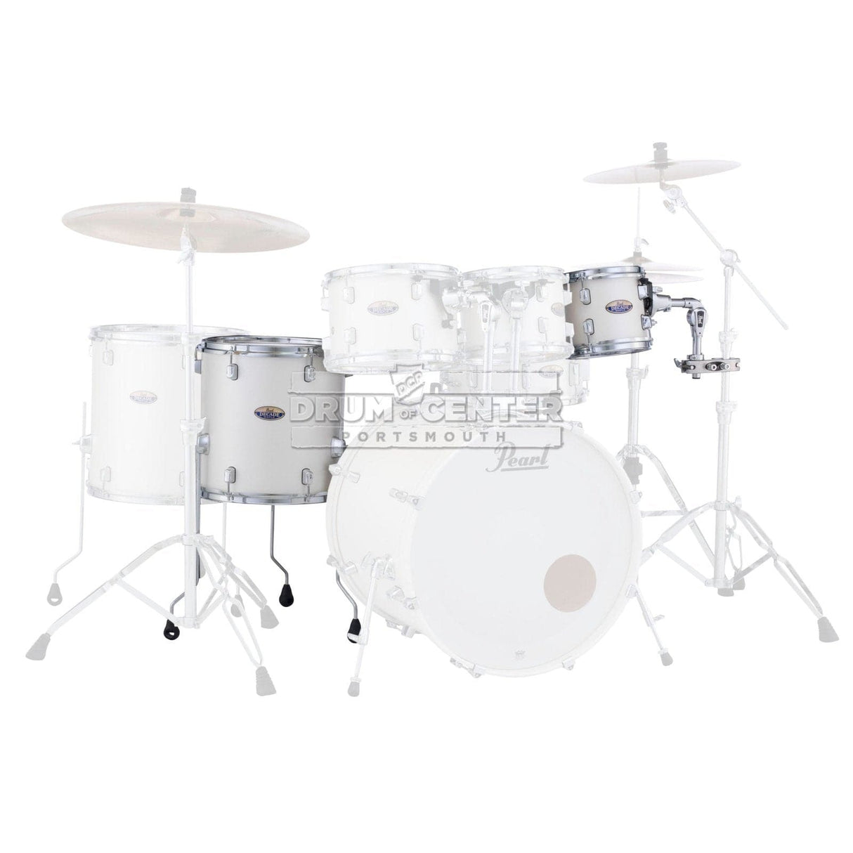 Pearl Decade Maple 2pc Add-On Tom Pack 8/14 White Satin Pearl