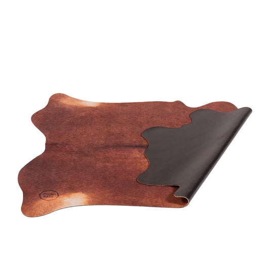 DRUMnBASE Vegan Cow Drum Rug 6' x 5.25' Betsy Red Brown