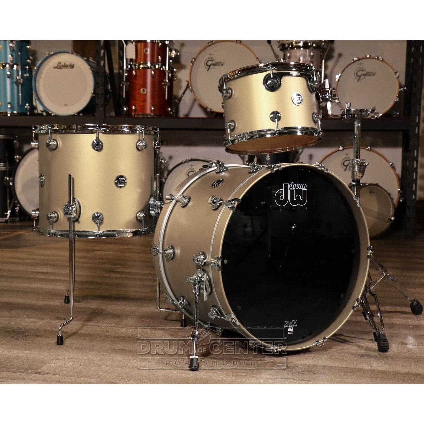 DW Performance 3pc Lacquer Drum Set 22/13/16 Hard Satin Gold Mist