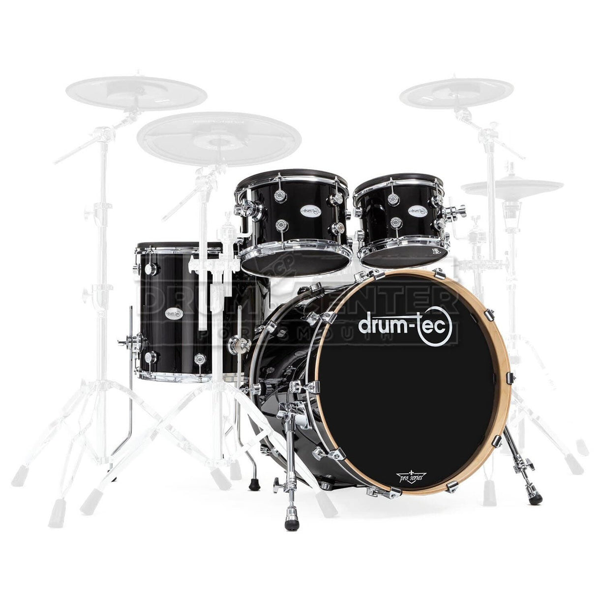 Drum-Tec Pro 3 Series 4pc E-Drum Set w/22" BD Piano Black
