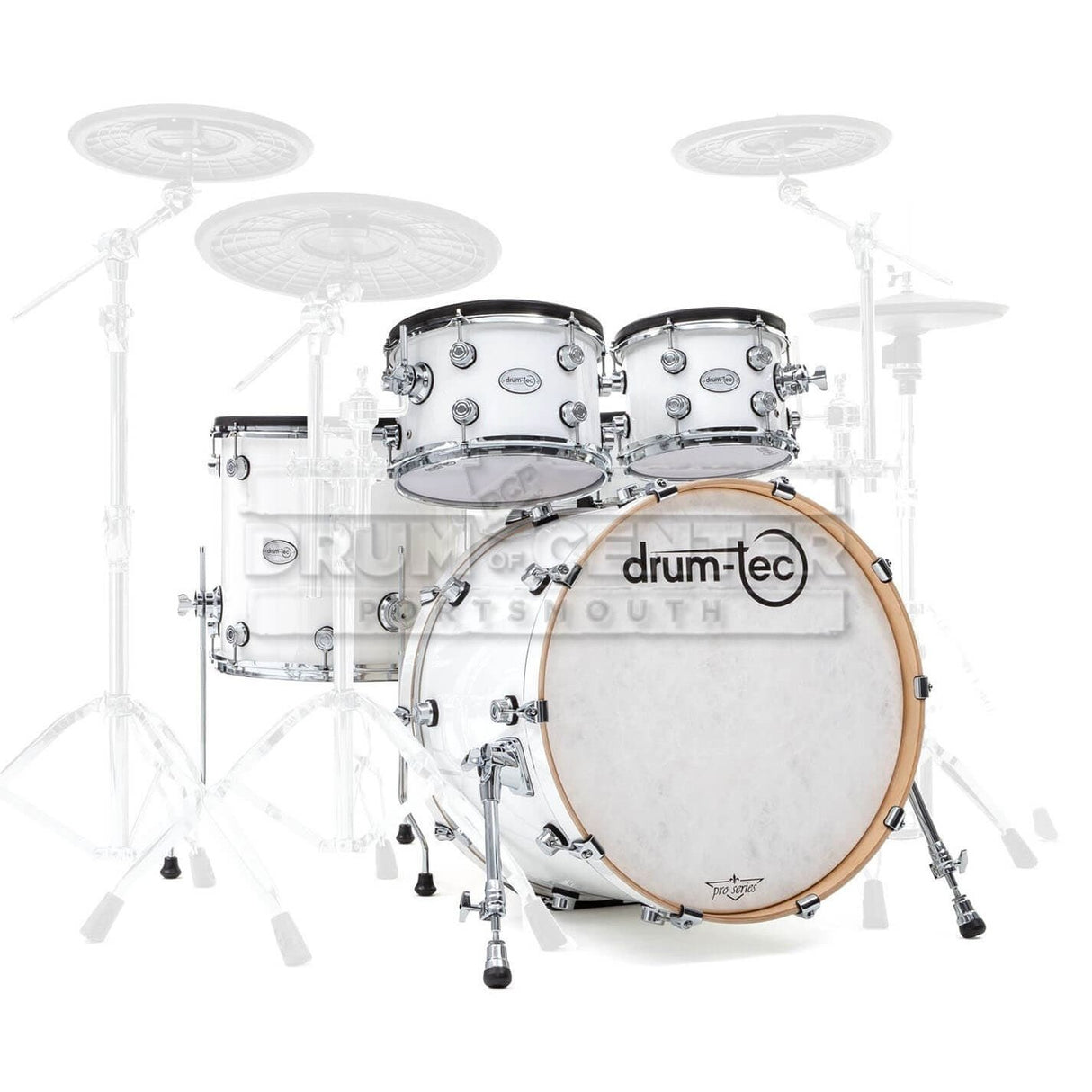 Drum-Tec Pro 3 Series 4pc E-Drum Set w/22" BD Piano White