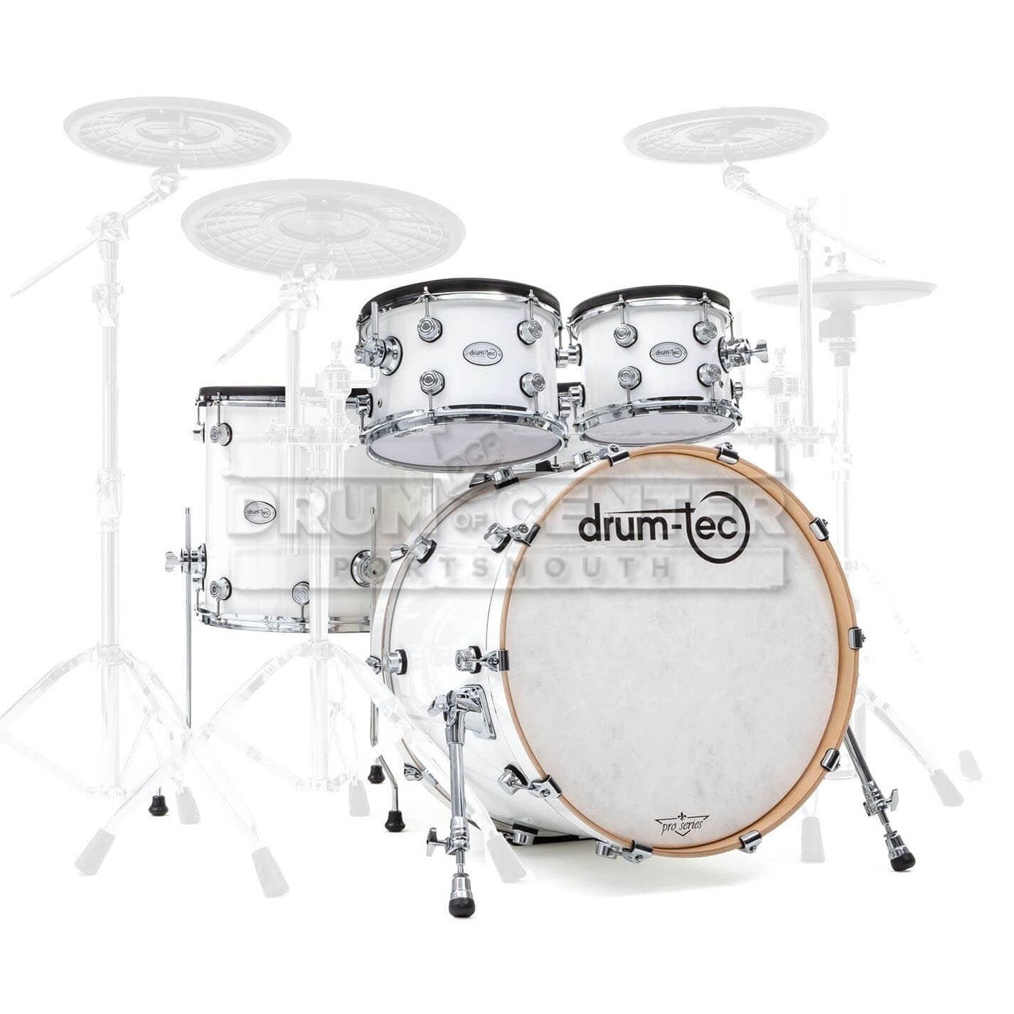 Drum-Tec Pro 3 Series 4pc E-Drum Set w/20" BD Piano White