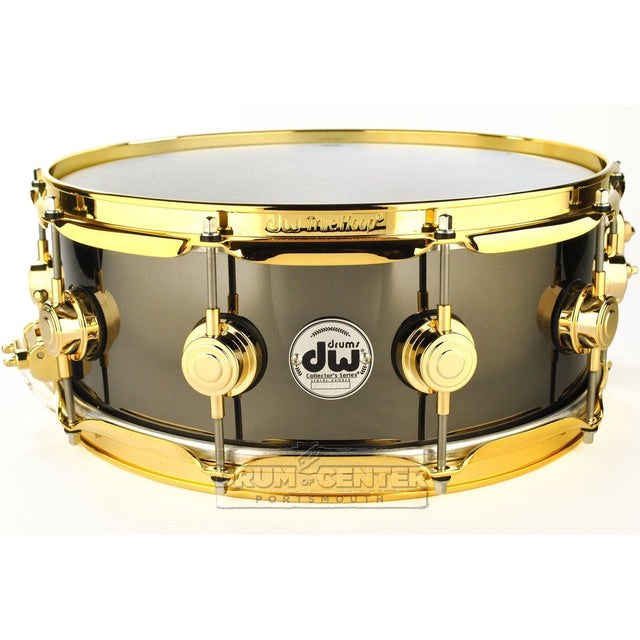DW Collectors Black Nickel Over Brass Snare Drum 14x5.5 Gold Hardware