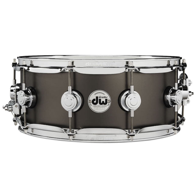DW Collectors Series Satin Black Brass Snare Drum - 14x5.5 - Chrome Hardware