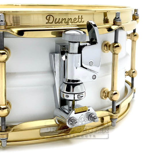 Dunnett Classic 2N High Carbon Steel Snare Drum 14x5.5 Matte White w/Brass Hw