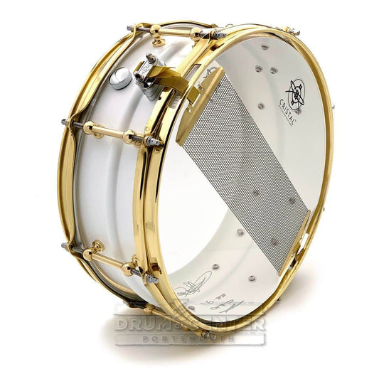 Dunnett Classic 2N High Carbon Steel Snare Drum 14x5.5 Matte White w/Brass Hw