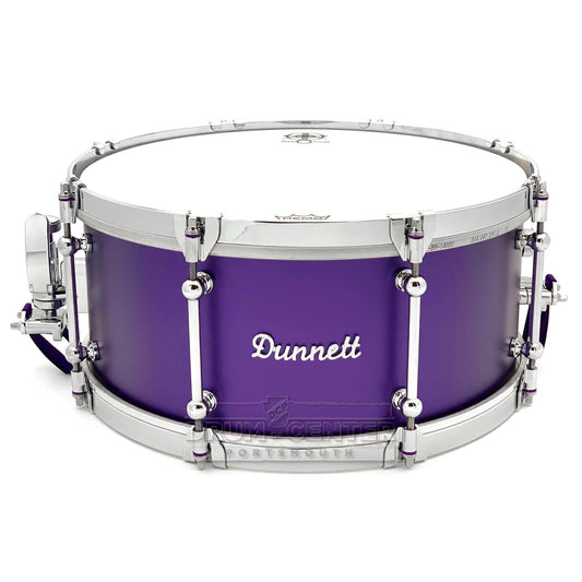 Dunnett Classic Titanium Snare Drum 14x6.5 Matte Metallic Purple w/Cold Rolled Hoops
