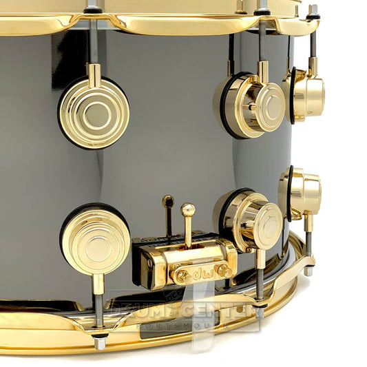 DW Collectors Black Nickel Over Brass Snare Drum 14x8 Gold Hardware