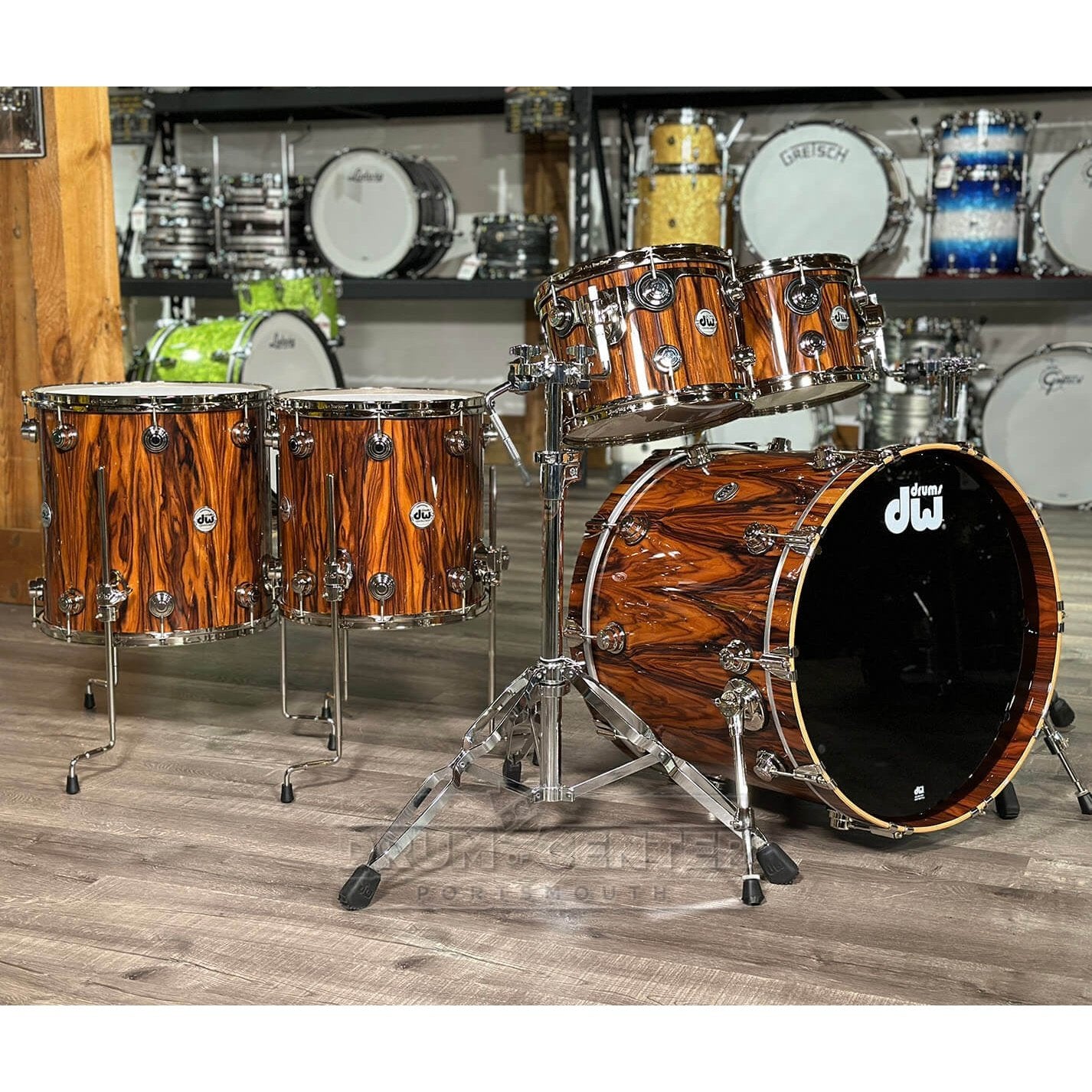 Dw Rums DW Collectors Cherry 5pc Drum Set Exotic Santos Rosewood w/Nickel Hard
