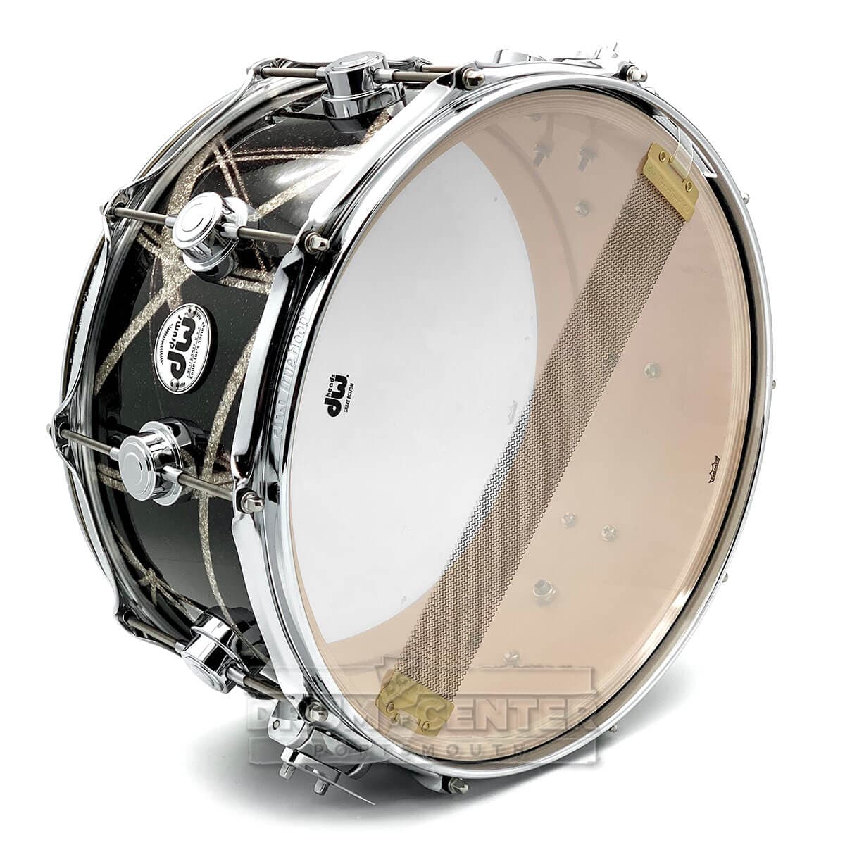 DW Collectors Maple Snare Drum 14x6.5 Smoke Glass Contrails
