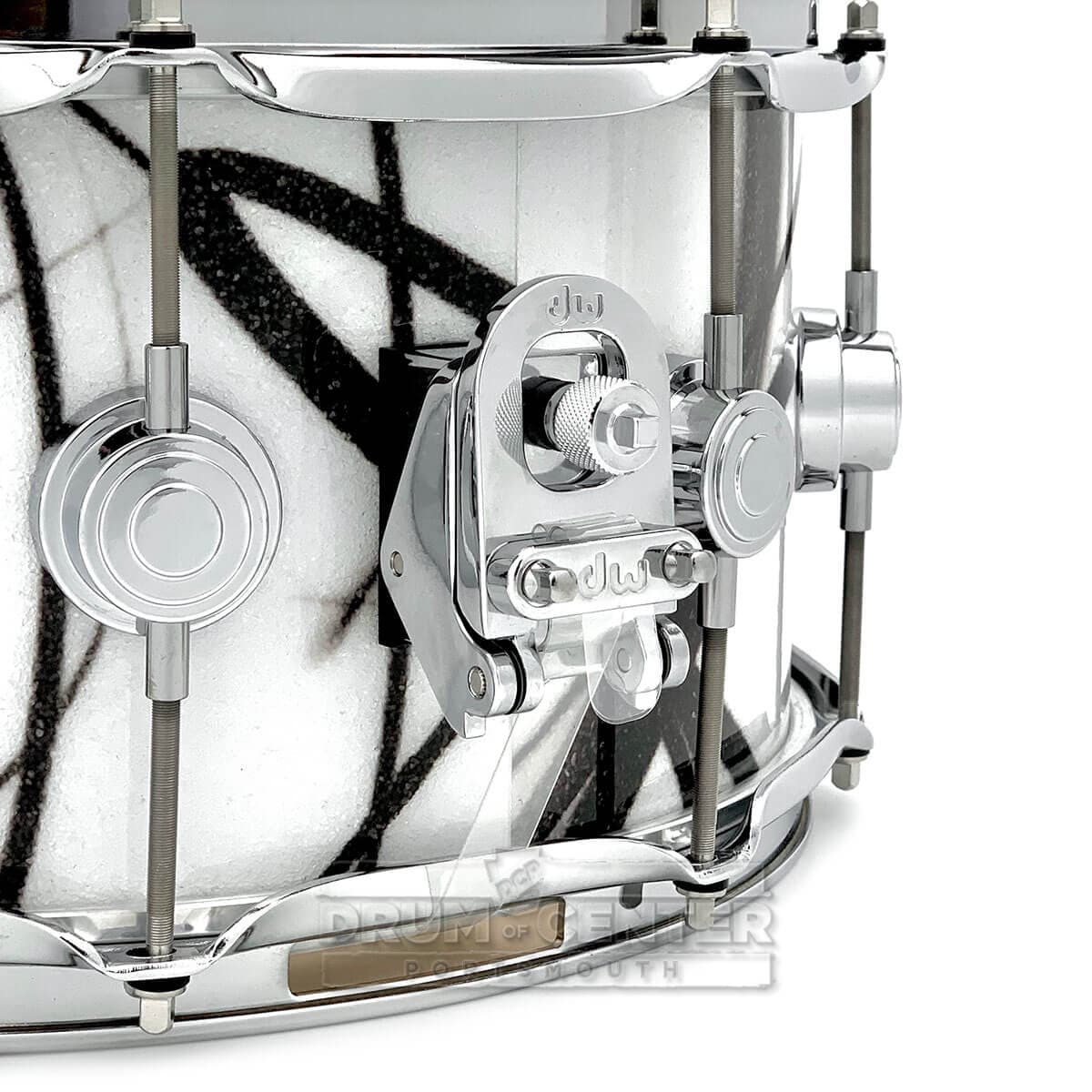 DW Collectors Maple Snare Drum 14x6.5 White Glass Contrails