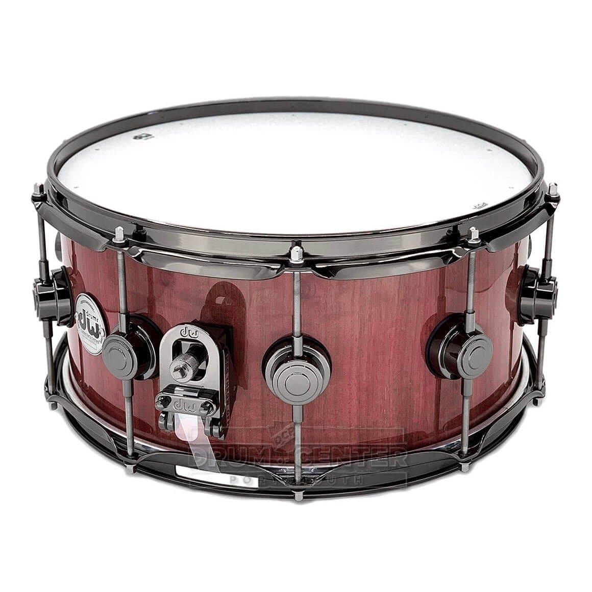 DW Collectors Purpleheart Snare Drum 14x6.5 Natural w/Black Nickel Hw