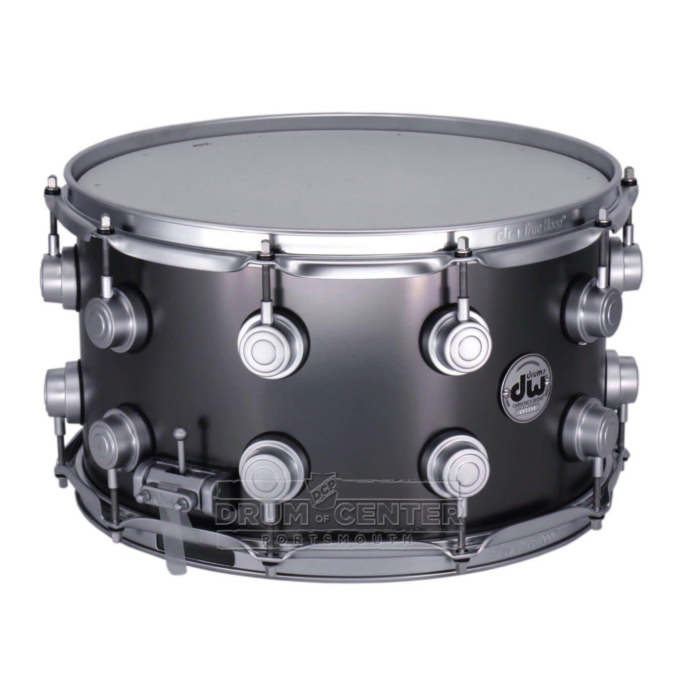 DW Collectors Series Satin Black Brass Snare Drum - 14x8 - Satin Chrome Hardware