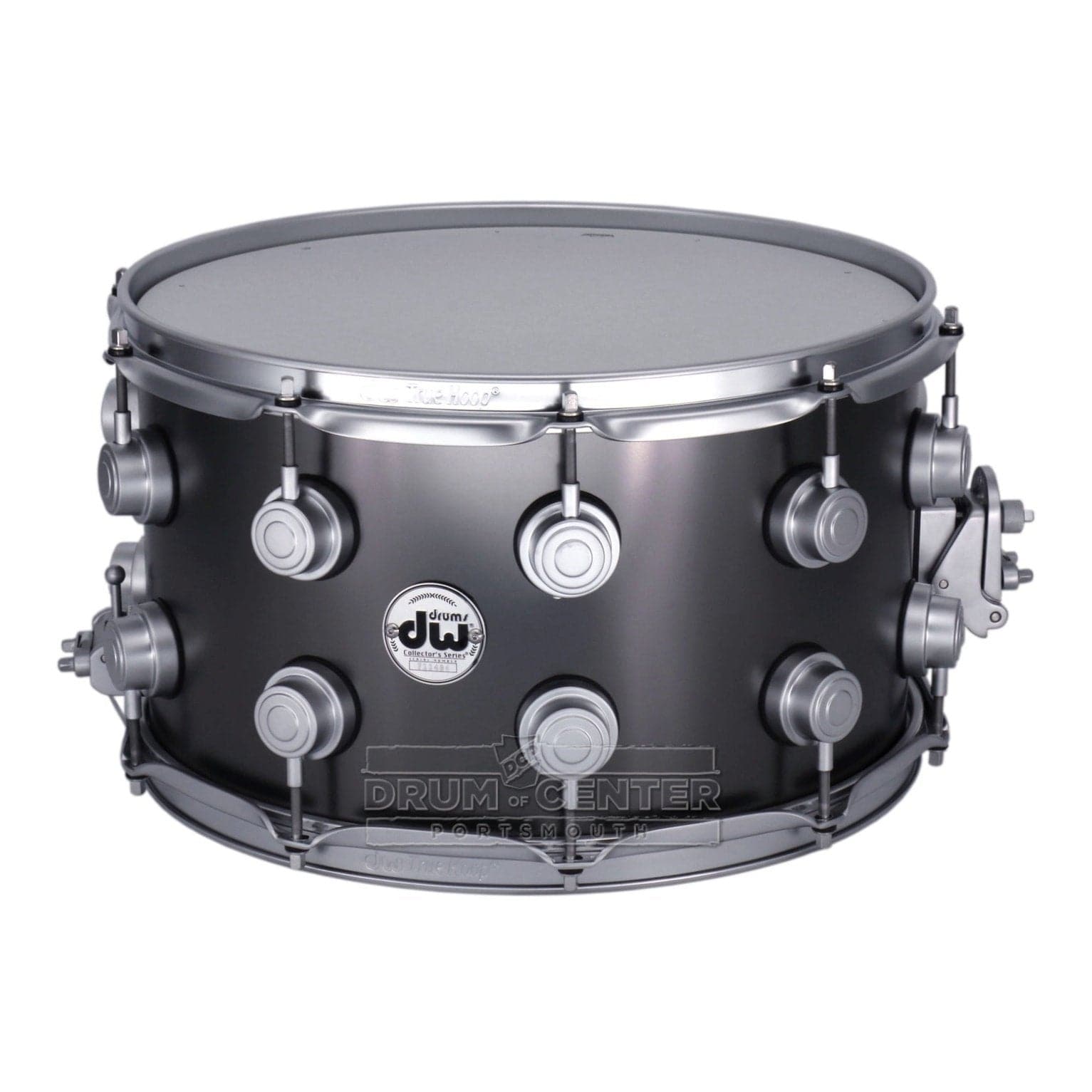 DW Collectors Series Satin Black Brass Snare Drum - 14x8 - Satin Chrome Hardware