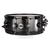 DW Collectors Series Satin Black Brass Snare Drum - 14x5.5 - Black Nickel Hardware