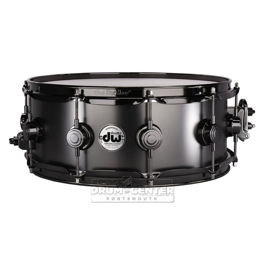 DW Collectors Series Satin Black Brass Snare Drum - 14x5.5 - Black Nickel Hardware