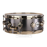 DW Collectors Series Satin Black Brass Snare Drum - 14x5.5 - Gold Hardware