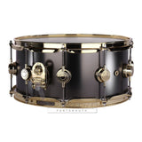 DW Collectors Series Satin Black Brass Snare Drum - 14x6.5 - Gold Hardware