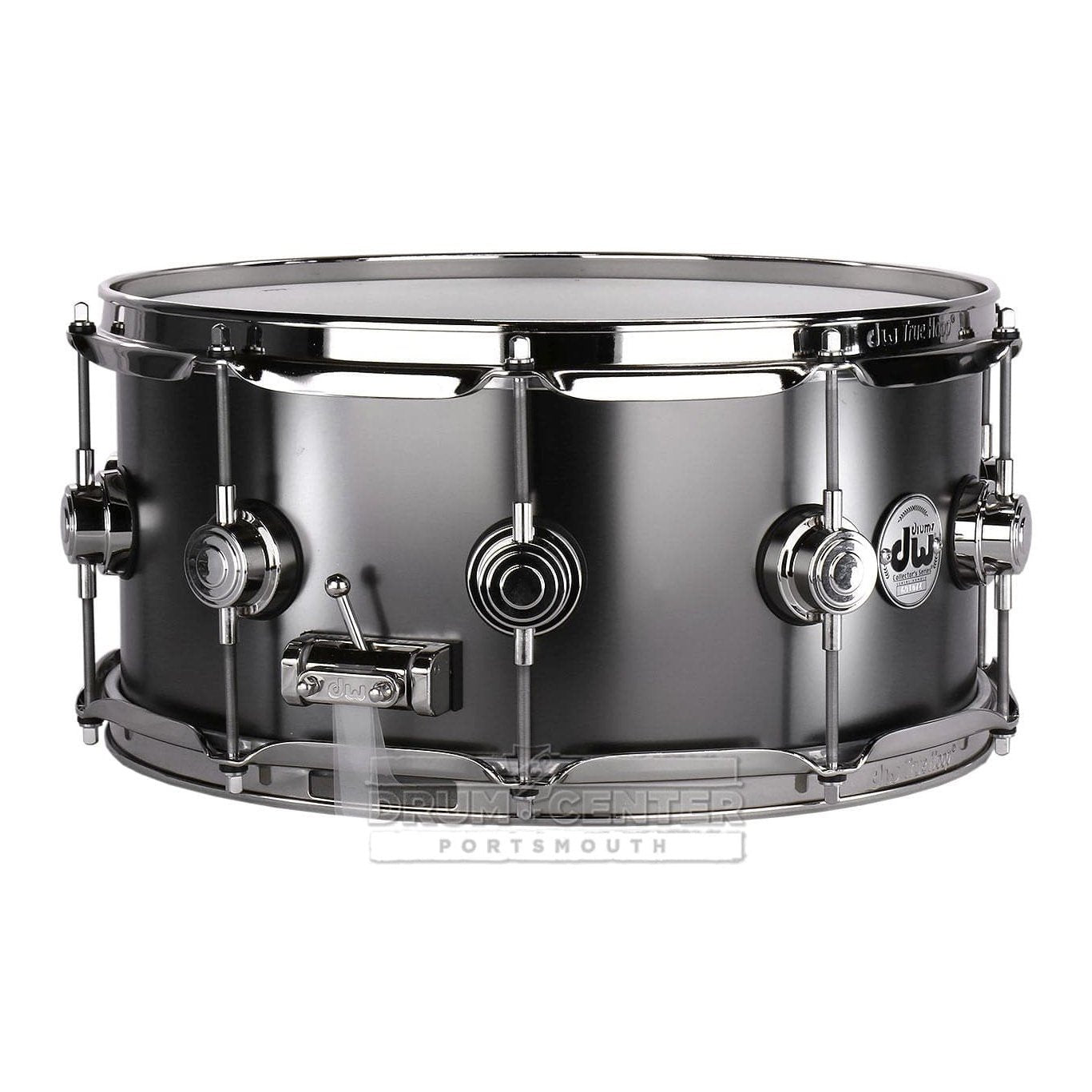 DW Collectors Series Satin Black Brass Snare Drum - 14x6.5 - Nickel Hardware